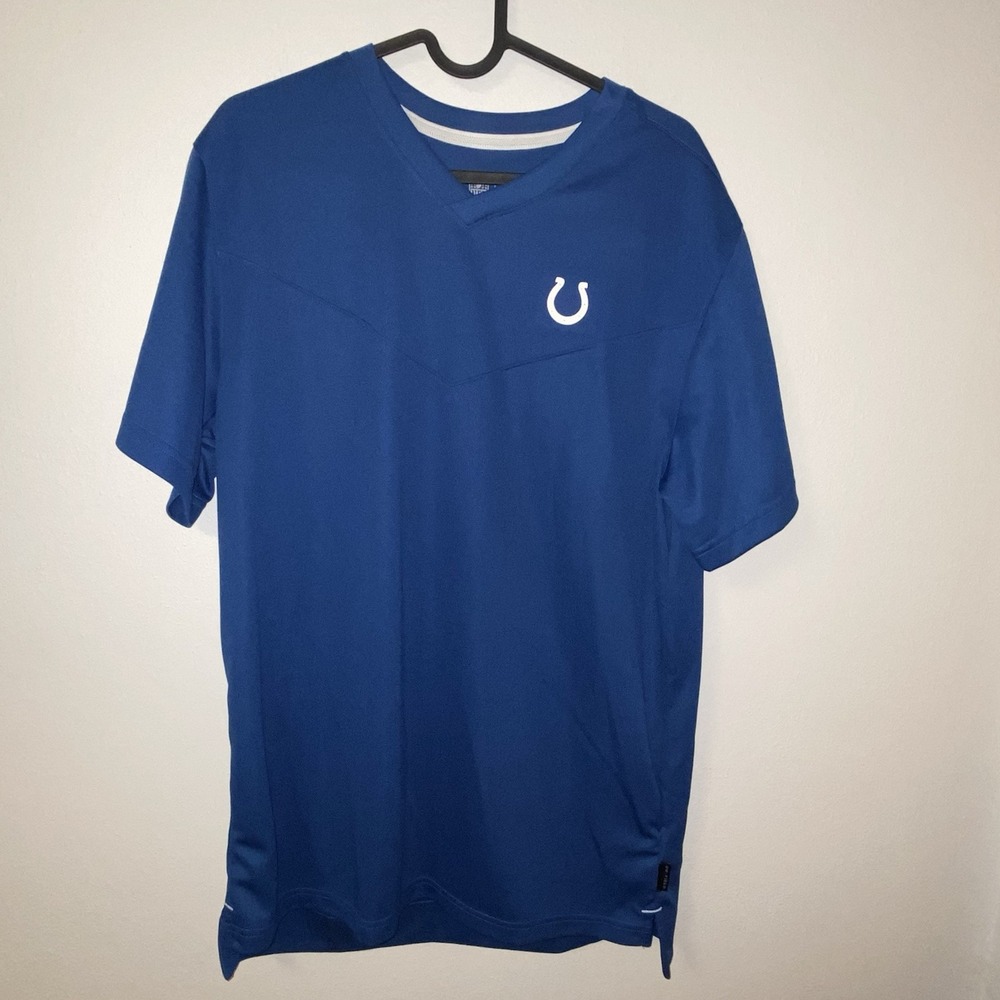 Nike Indianapolis Colts V-Neck Men's Med Blue Dri-Fit "On-Field" Shirt NWT ($55)